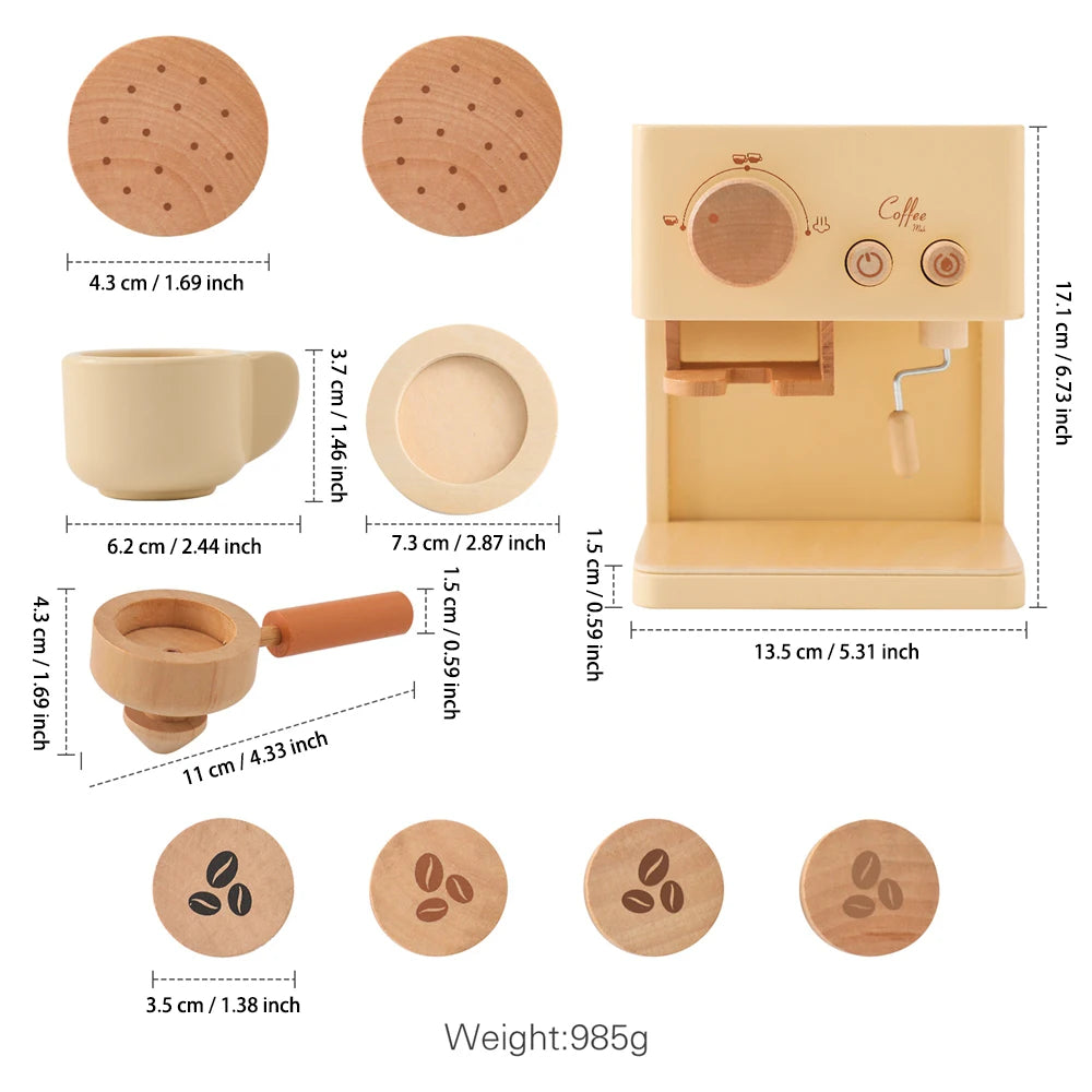 Kids Wooden Montessori Toy Set Children's Coffee Machine Kitchen Toys Children Cosplay Play House Educational Toys Gifts