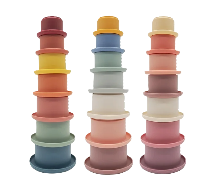 Silicone and Plastic Stacking Cups