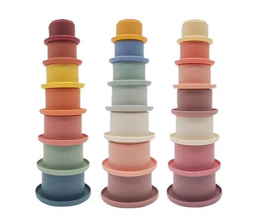 Silicone and Plastic Stacking Cups