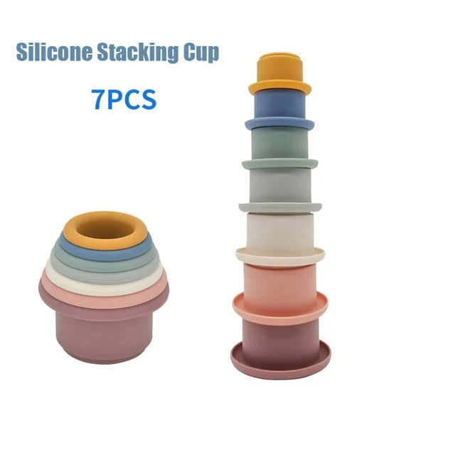 Silicone and Plastic Stacking Cups